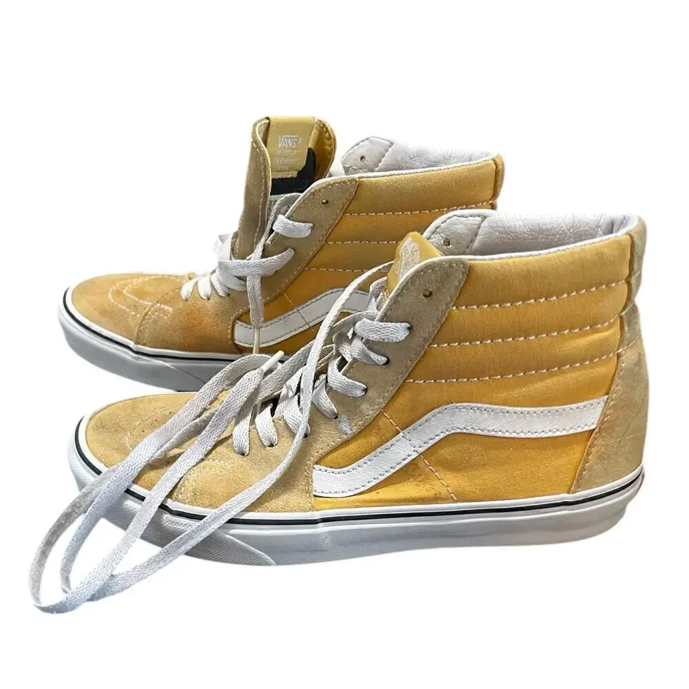 VANS Men’s Mustard Yellow Hi Top Suede & canvas SK8 Old Skool Size 6.5